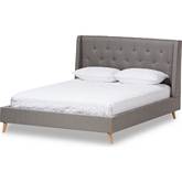 Adelaide Eastern King Platform Bed in Tufted Light Gray Fabric